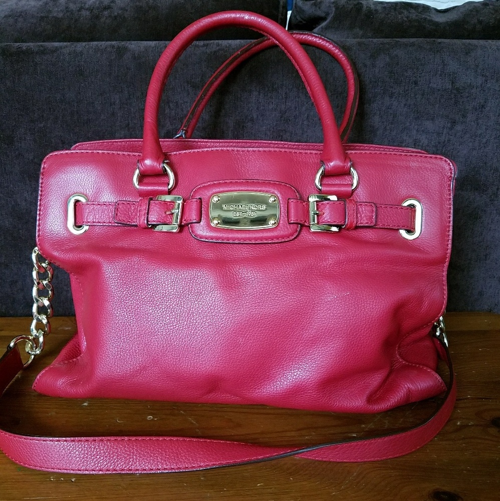 Michael Kors Red Leather Top Handle Satchel Purse